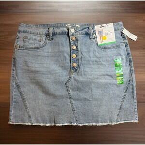 Seven 7 Womens Size 18 Weekend Jean Denim Stretch Mini Jean Skirt Button Fly NWT